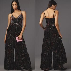 NWT Anthropologie Hutch Tiered Velvet Jumpsuit - Size 2